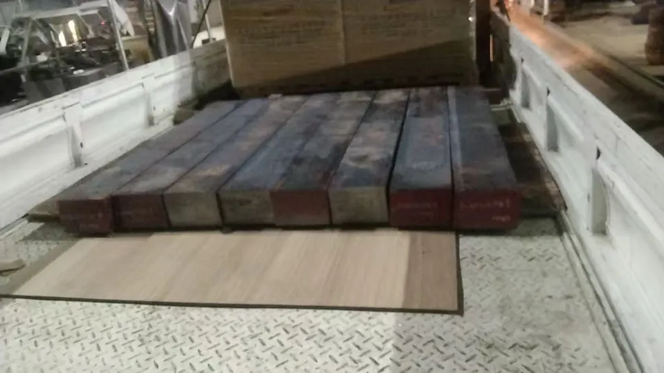 Square-section steel forgings loaded for delivery
